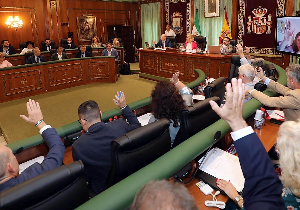 Momento de la votación en el pleno de ayer.