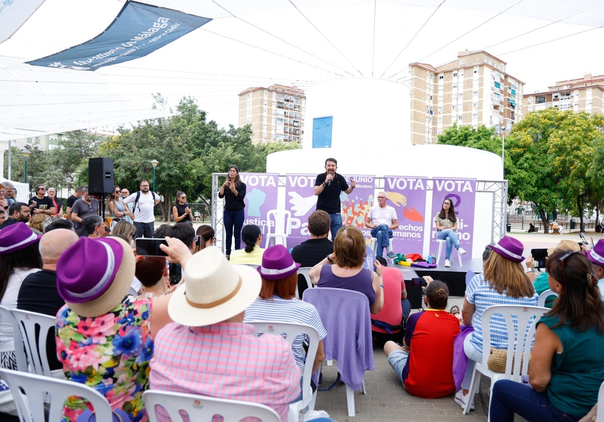 Iglesias, esta mañana, en el mitin central de Podemos en Málaga.