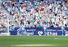 Los aficionados blanquiazules casi llenaron La Rosaleda el sábado anterior.