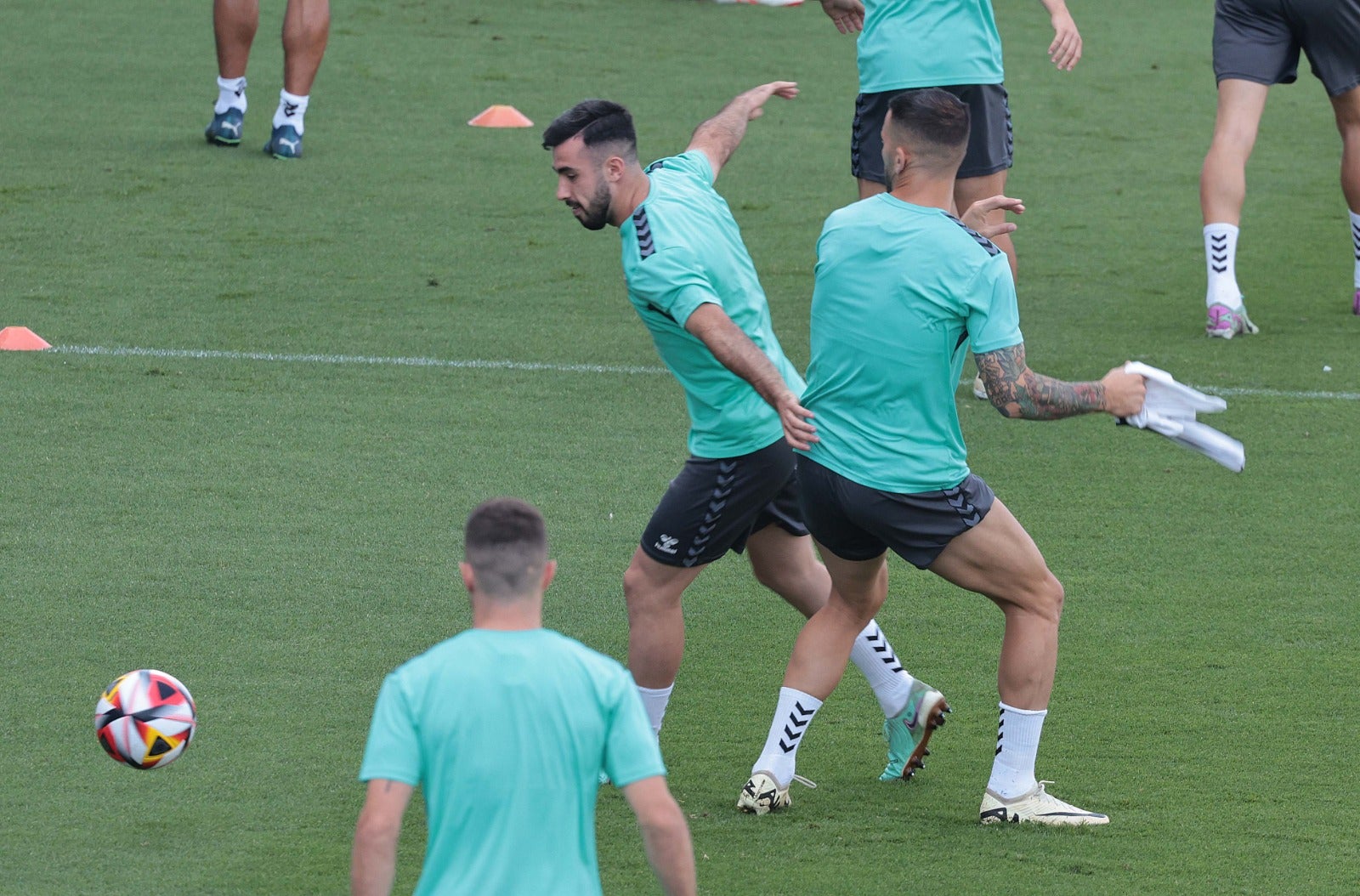 Puga y Dioni, en un entrenamiento de esta semana.