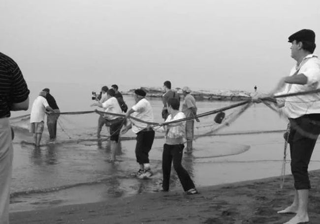 Una recreación del uso del copo que se ejecutó en las playas del Palo en septiembre de 2017.