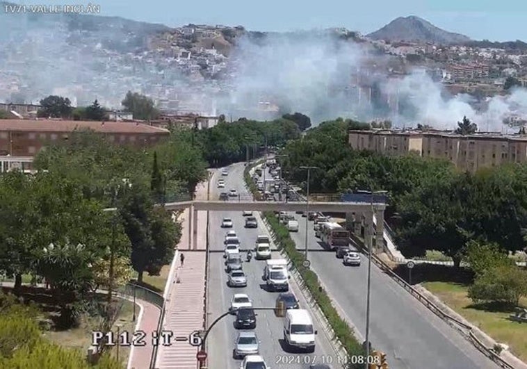 Imagen de la humareda desde las cámaras de tráfico del Ayuntamiento