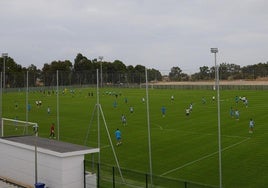 El Malagueño, a la izquierda, y el Antequera, en plena actividad este miércoles.