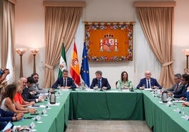 El delegado del Gobierno en Andalucía, el secretario de Estado, la consejera de Fomento y el alcalde de Málaga presiden la reunión.