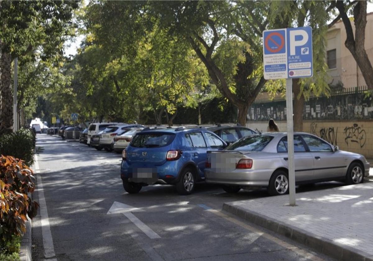 Zona azul en Echeverría de Huelin, la última en implantarse en la ciudad.