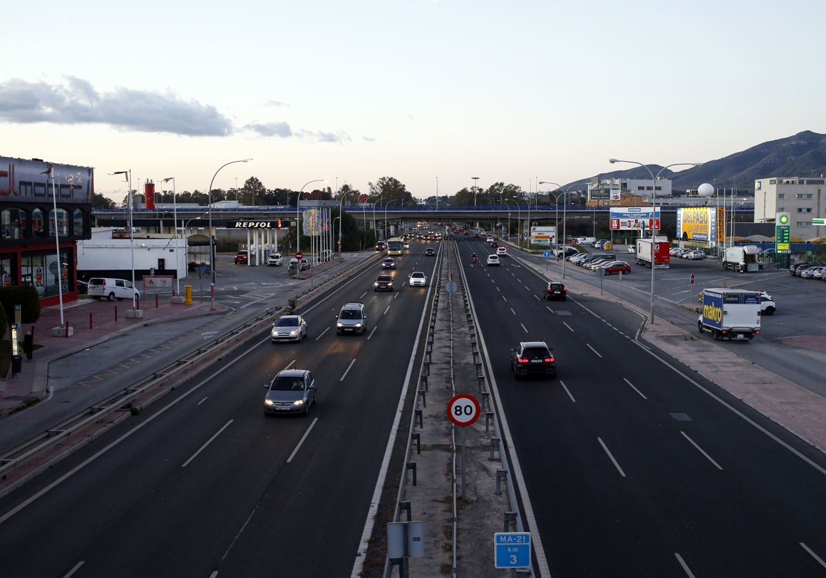 Imagen de la MA-21, que será transformada para favorecer la movilidad sostenible.