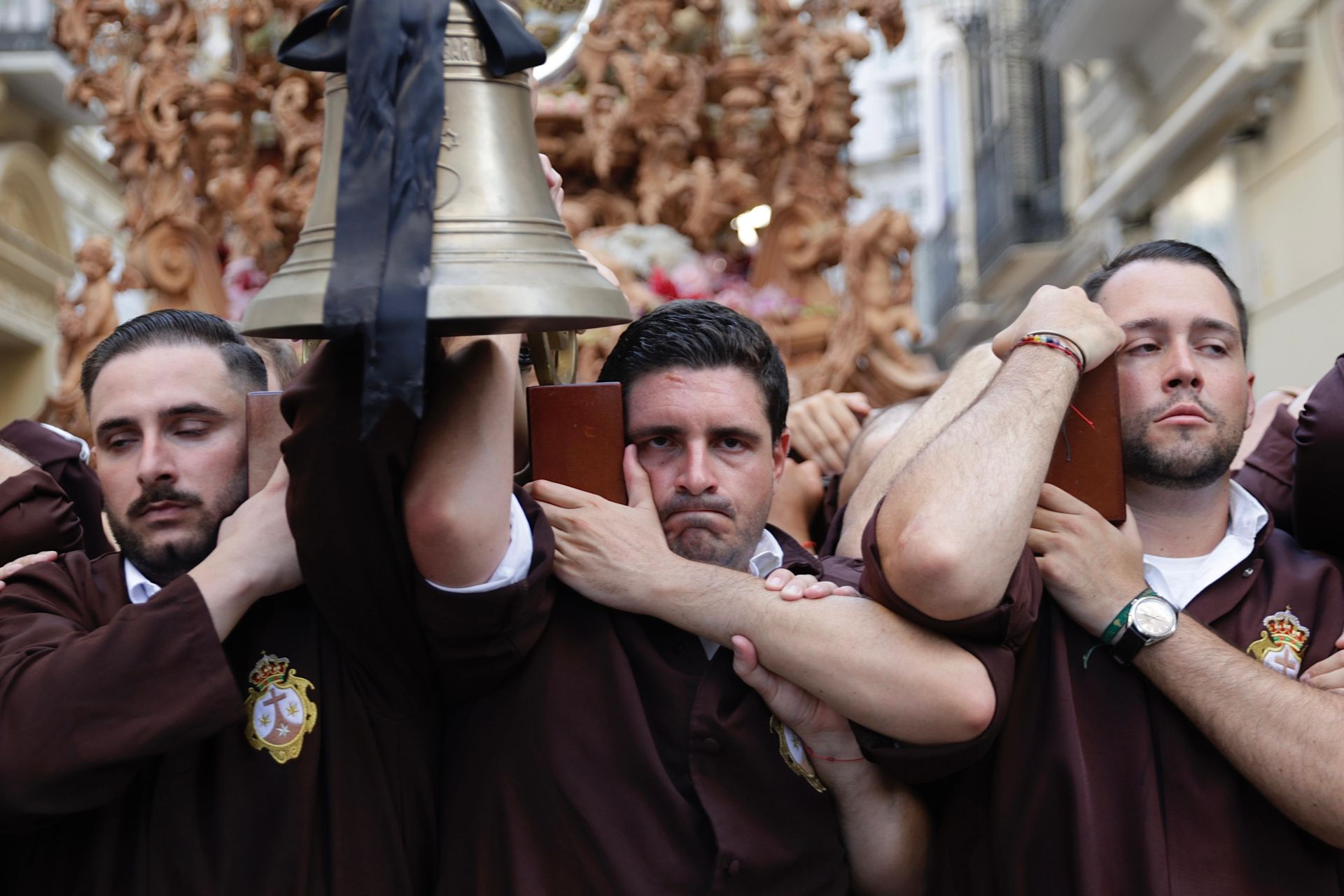 La Virgen del Carmen Coronada, en su procesión por el Centro de Málaga este sábado