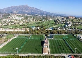 Imagen aérea de las instalaciones del Marbella Football Center, lugar de concentración de numerosos equipos y selecciones del mundo.