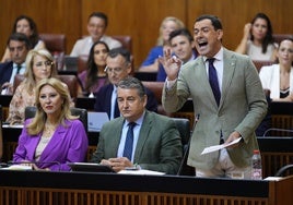 Juanma Moreno, durante una de sus intervenciones en la sesión de control.