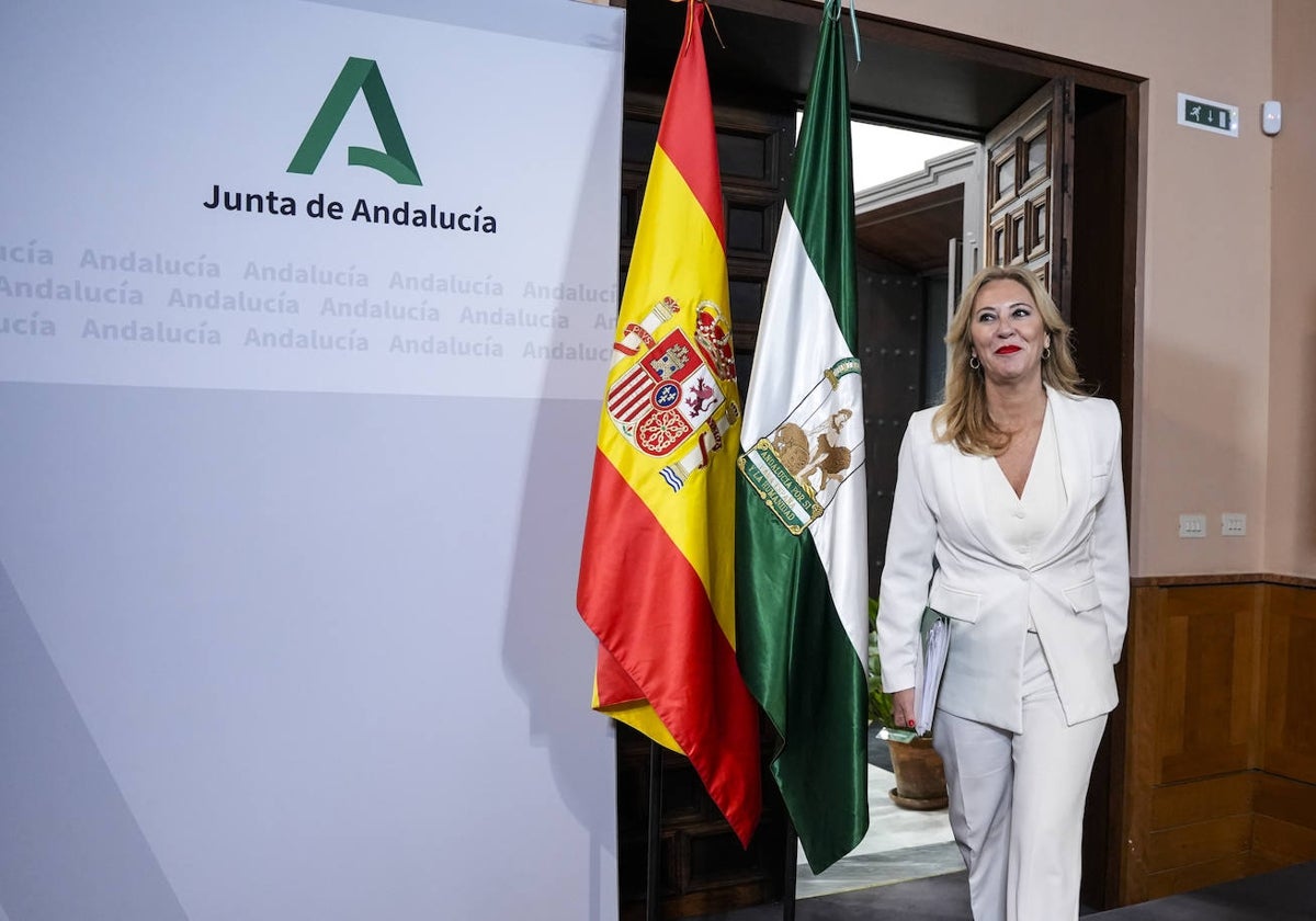 Carolina España, en su primera comparecencia como portavoz de la Junta.