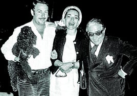 María Callas, con Aristóteles Onassis y el Príncipe Hohenlohe.