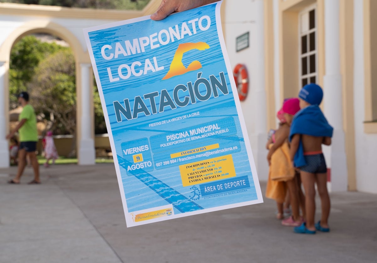 Cartel anunciador del campeonato de natación.