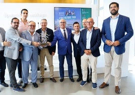 Cortés, Suárez, Villanova, Salado, Fernández, Pascual, Bandrés, López Nieto y Vivas, en la presentación del acto este jueves.