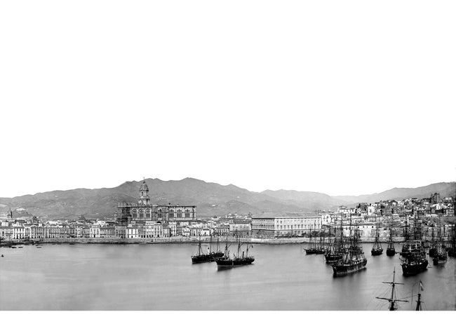 Puerto de Málaga en 1866.