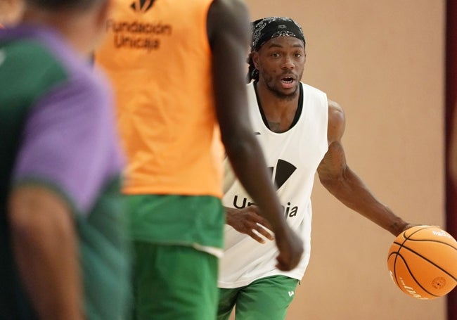 Kendrick Perry, en el entrenamiento de ayer.