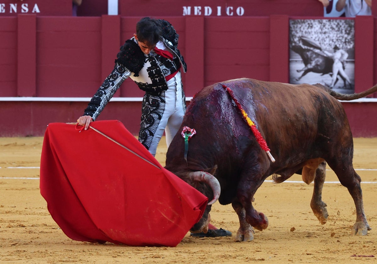 Derechazo de Fortes a su primer toro el pasado día 20.