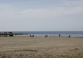 Bañistas en la playa de Rincón de la Victoria.