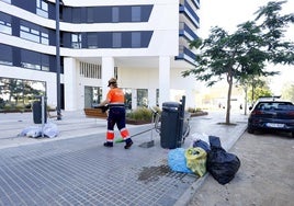 La acumulación de basuras en el exterior de las torres es una de las consecuencias del uso turístico de los pisos.