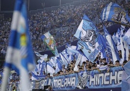 La afición del Málaga en La Rosaleda.