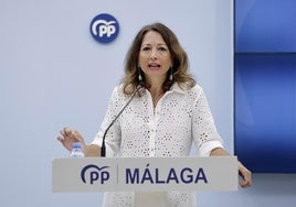 Patricia Navarro comparece en la sede del PP, este lunes.