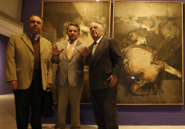 Enrique Castaños Alés, Diego Maldonado y Paco Hernández, en la exposición sobre éste último inaugurada en 2007.