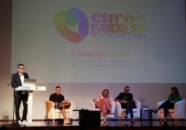 Juan Carlos Alonso, Jorge Garrido, Margarita del Cid, Nacho Martínez y Maribel Baeza, miembros del comité organizador del Europride