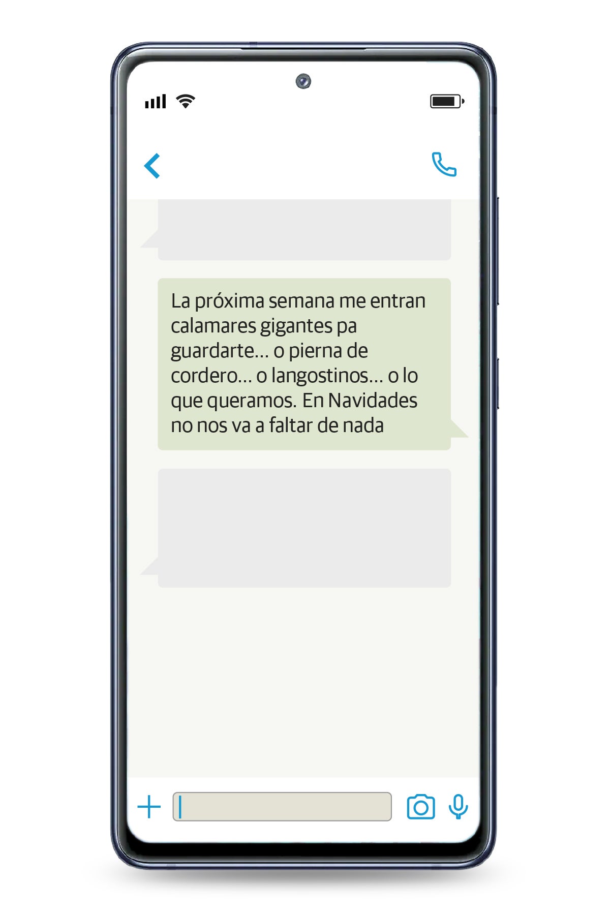 Recreación de algunos de los mensajes de J., agente ayudante de la AEAT investigado, captados en la aplicación WhatsApp instalada en un Samsung Galaxy s20.