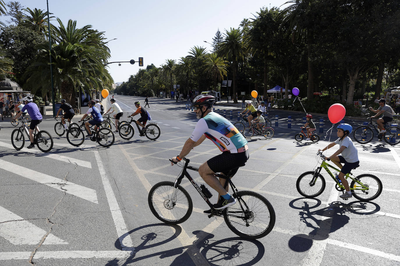 Bicicletada durante el Día Sin Coches en Málaga