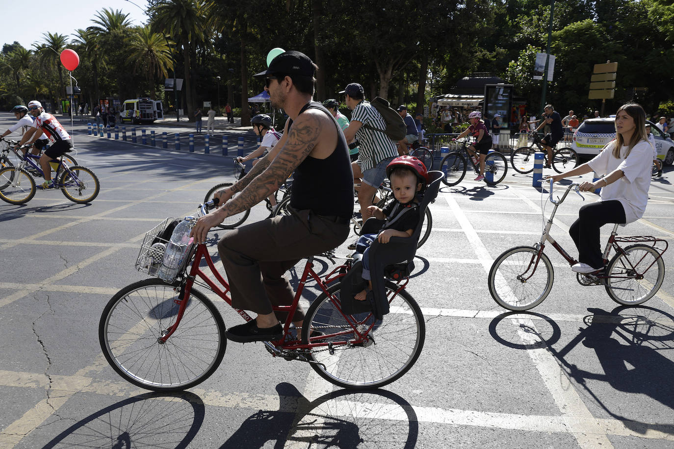 Bicicletada durante el Día Sin Coches en Málaga