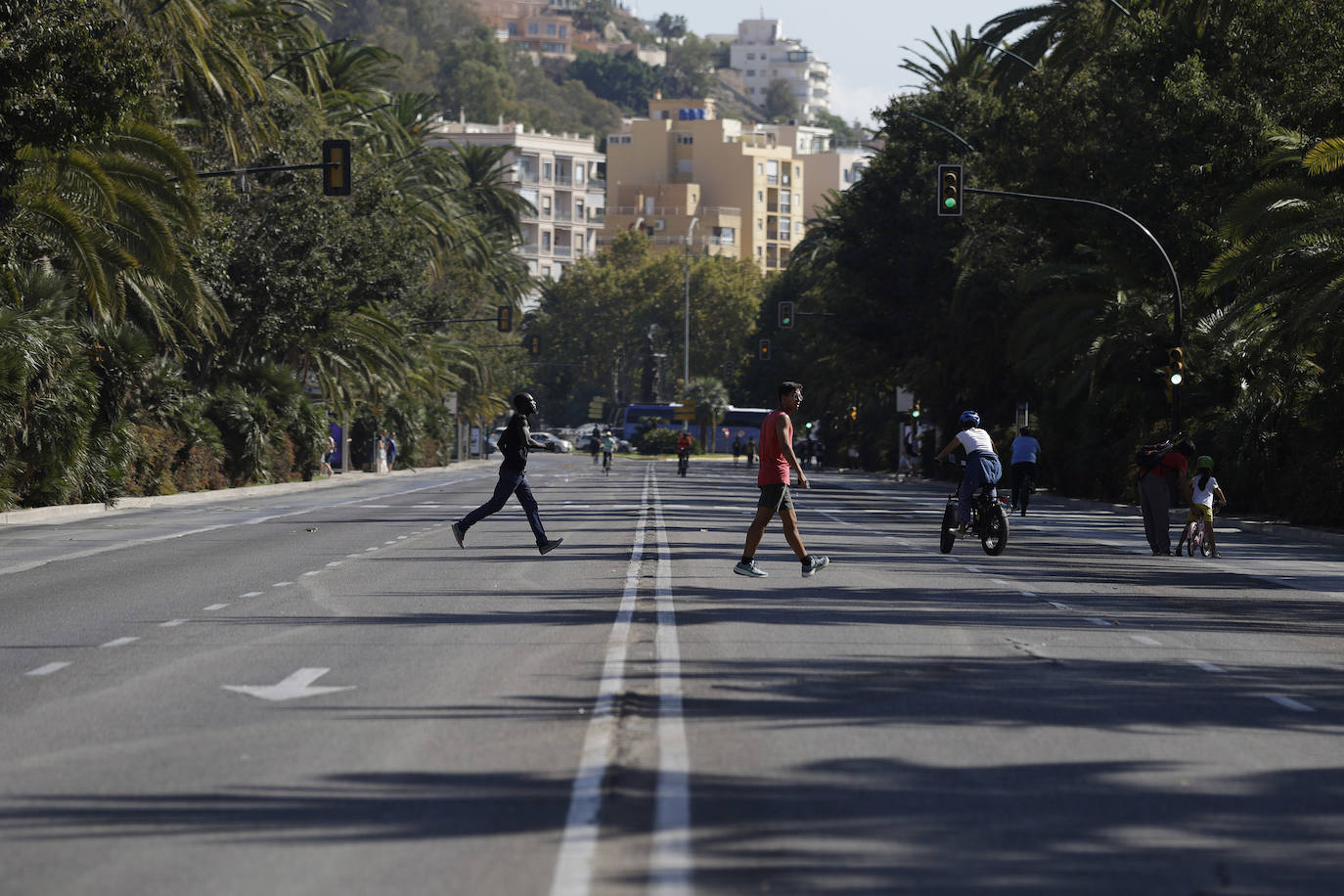 Bicicletada durante el Día Sin Coches en Málaga