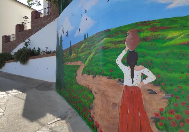 Paisajes. En este mural de Cartajima aluden a las costumbres y al entorno del pueblo.