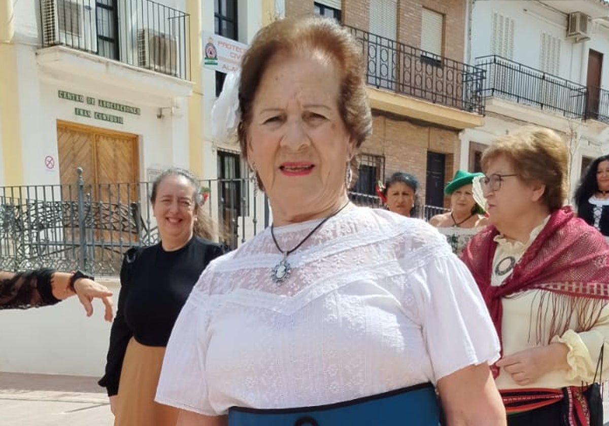 María Rodríguez Zambrana durante la recreación de este año, donde hacía de lavandera.