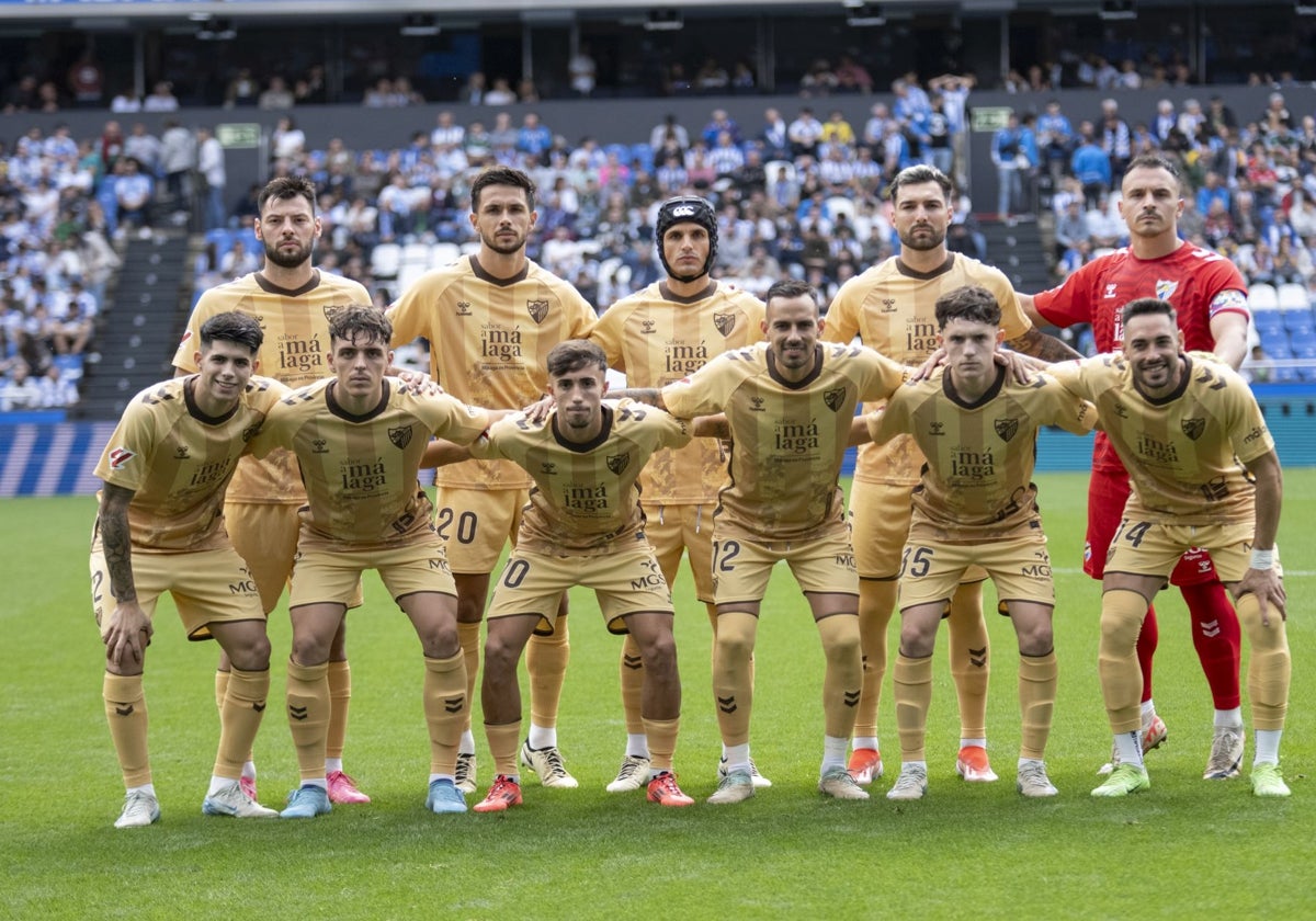 La alineación del Málaga en el partido ante el Deportivo el domingo.