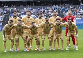 La alineación del Málaga en el partido ante el Deportivo el domingo.