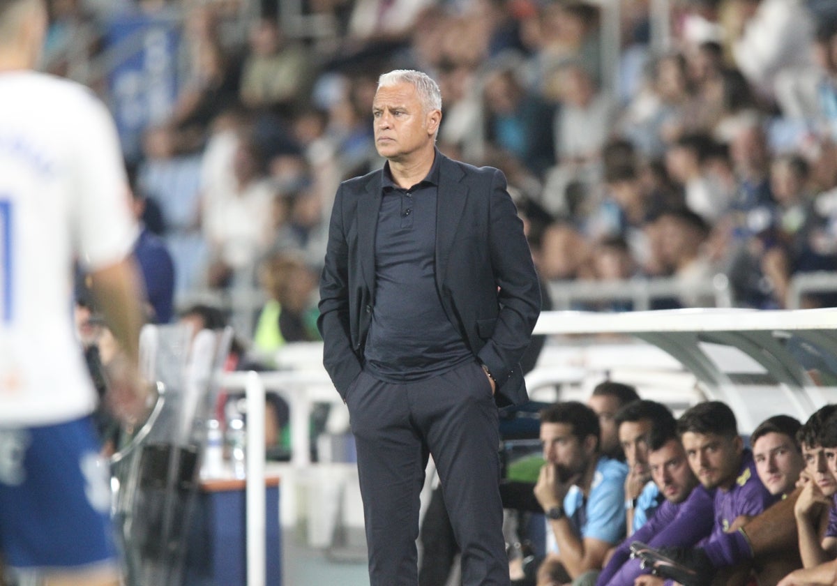 Pellicer, en el último partido del Málaga, frente al Tenerife en el Heliodoro Rodríguez López.