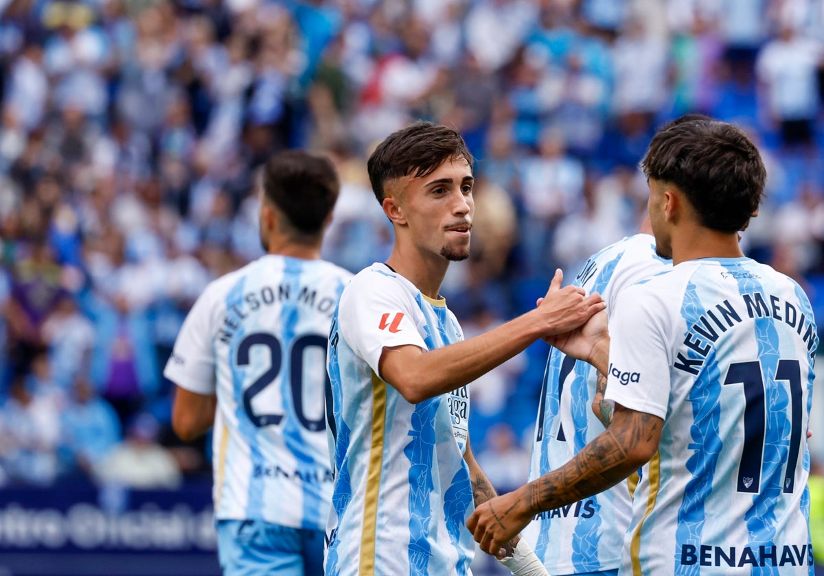 David Larrubia celebra su gol frente al Eibar.