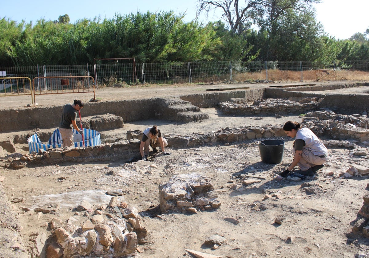 Trabajos en el yacimiento del Cortijo del Acebedo.