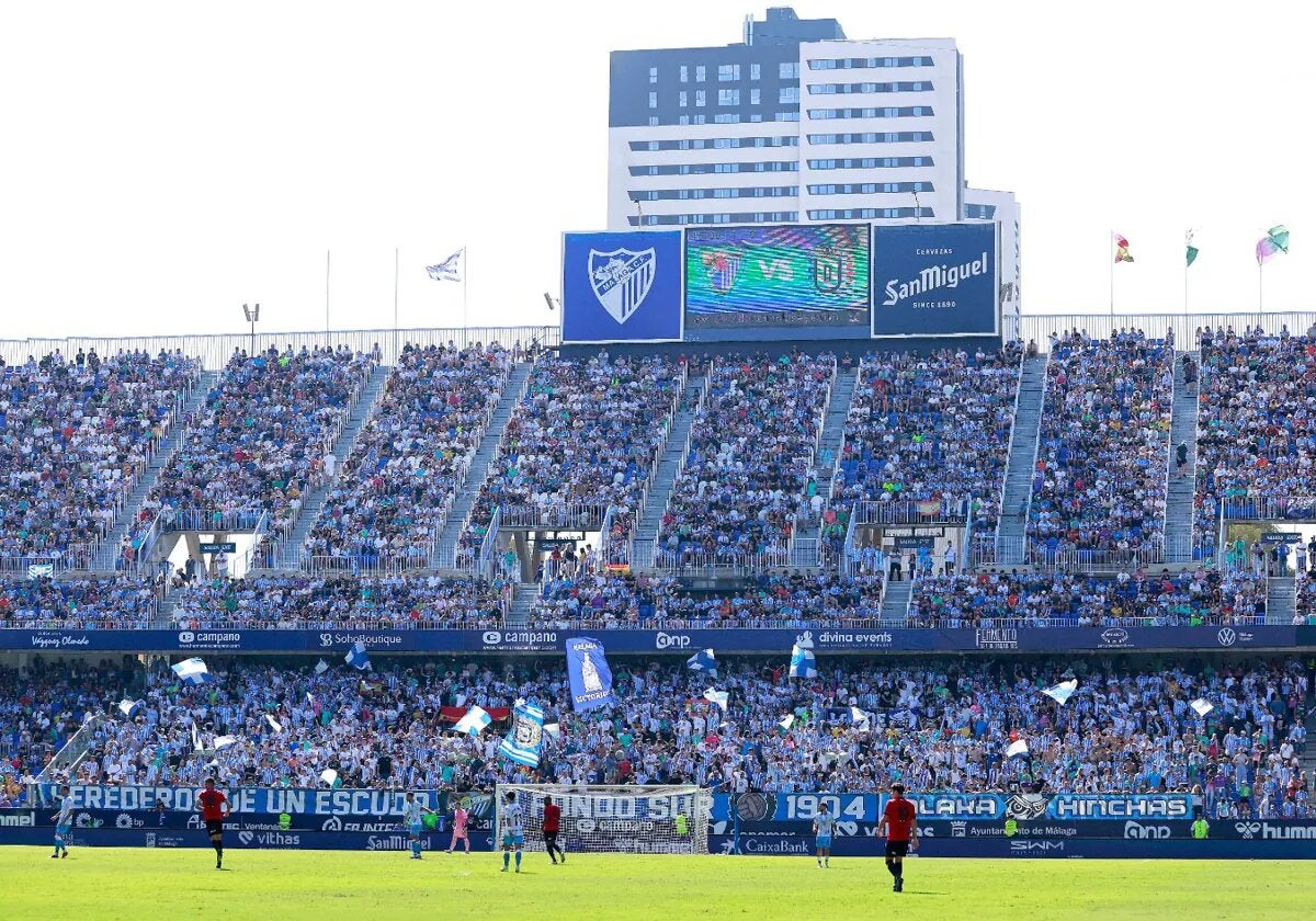 La Rosaleda, en un partido de la pasada temporada.