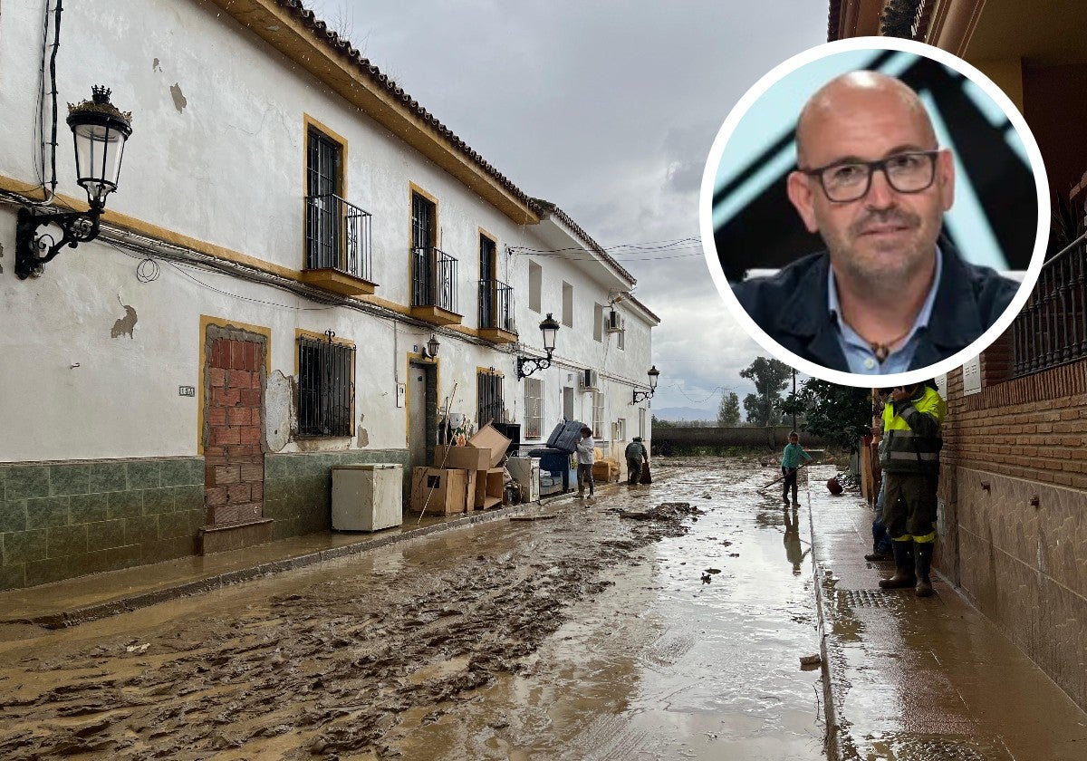 En la imagen grande, una calle de Cártama; en pequeño, Jorge Gallardo.