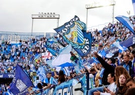 El Fondo Sur en La Rosaleda, en un partido reciente.