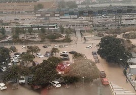 El agua empieza a sepultar los coches estacionados en varios puntos de Málaga capital