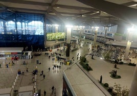 Vista de la T3 del aeropuerto de Málaga en plena alerta roja.