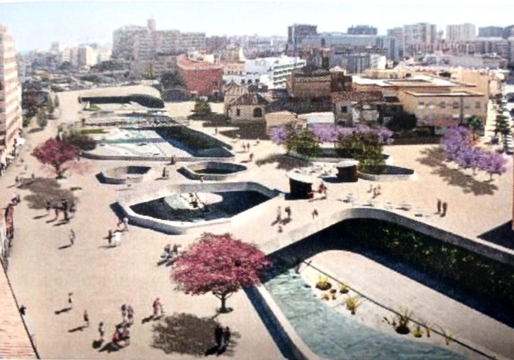Recreación inicial de los 'puentes-plaza' en la zona de Santo Domingo.
