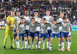 El último once del Zaragoza, en su último partido liguero frente al Huesca.