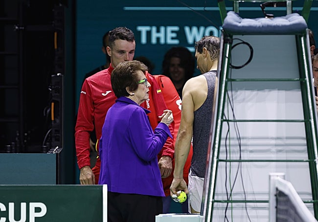 El saludo de Rafa Nadal a una institución del tenis como Billie Jean King.