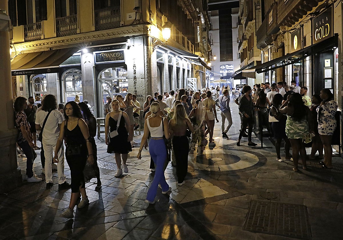 Vista de una zona de bares nocturnos del Centro de Málaga.