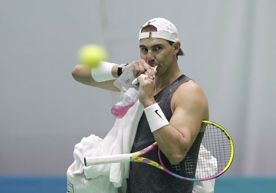 Rafa Nadal, en Málaga en un entrenamiento.