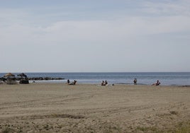 Bañistas en la playa de la Cala del Moral.