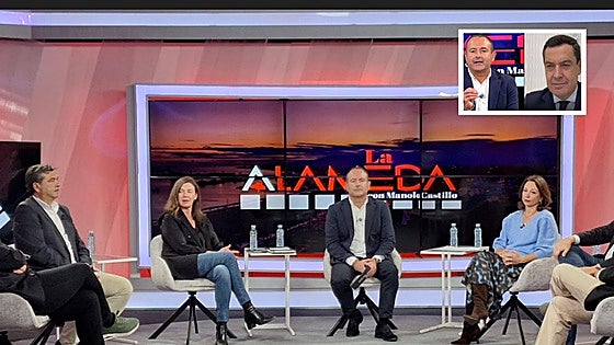 El presidente de la Junta, durante su intervención en la Alameda desde Bakú.