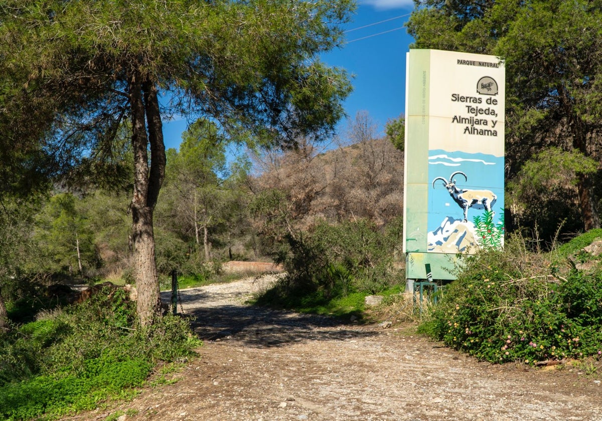 Imagen del acceso al área recreativa del Pinarillo junto a la Cueva de Nerja.